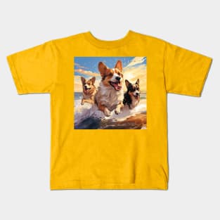 Three Happy Corgis Kids T-Shirt